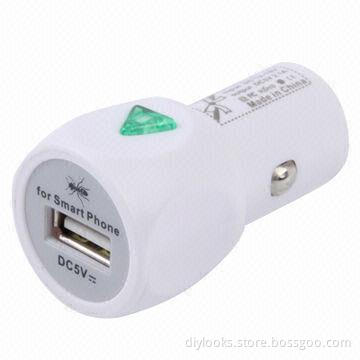 Wholesale USB Mini Car Charger with Power Switch for iPhone, 5V DC/2.1A Output